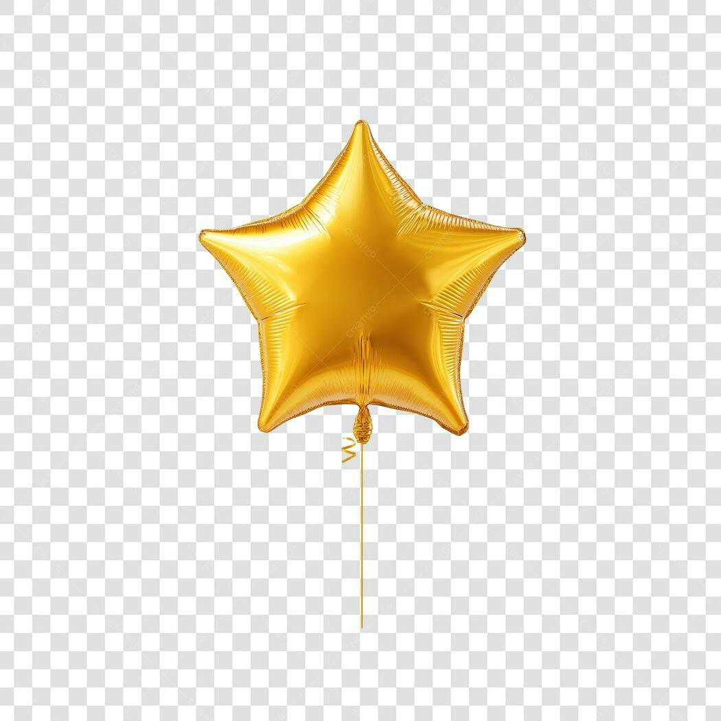 Balão Estrela Dourada Celebração Festiva PNG com fundo transparente