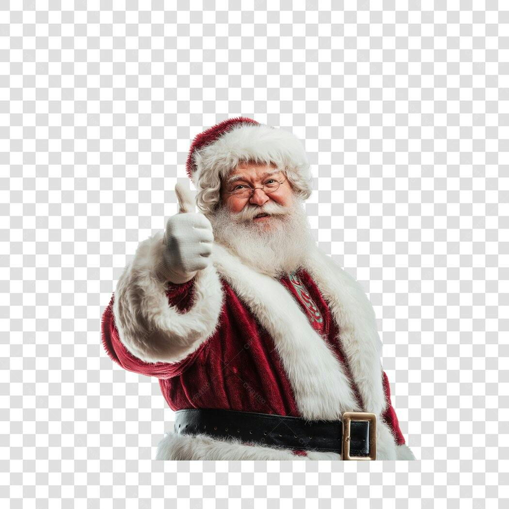 Ilustração Papai Noel Feliz Natal Polegar Para Cima PNG com fundo transparente