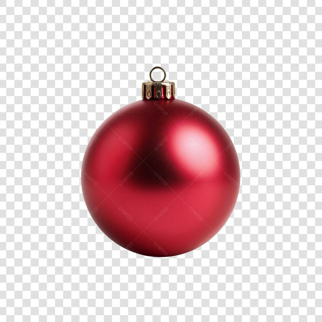 Enfeite de Natal Vermelho Brilhante Clássico PNG com fundo transparente