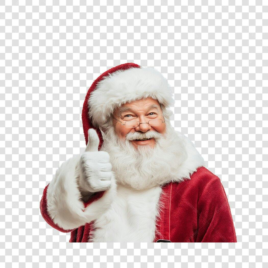 Imagem para Natal Papai Noel sorrindo com polegar para cima PNG com fundo transparente