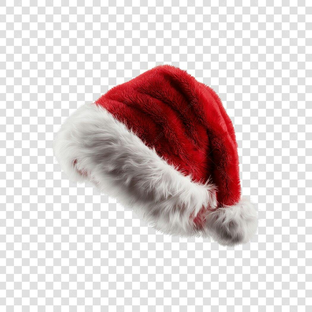 Chapéu de Natal Papai Noel Vermelho Branco PNG com fundo transparente
