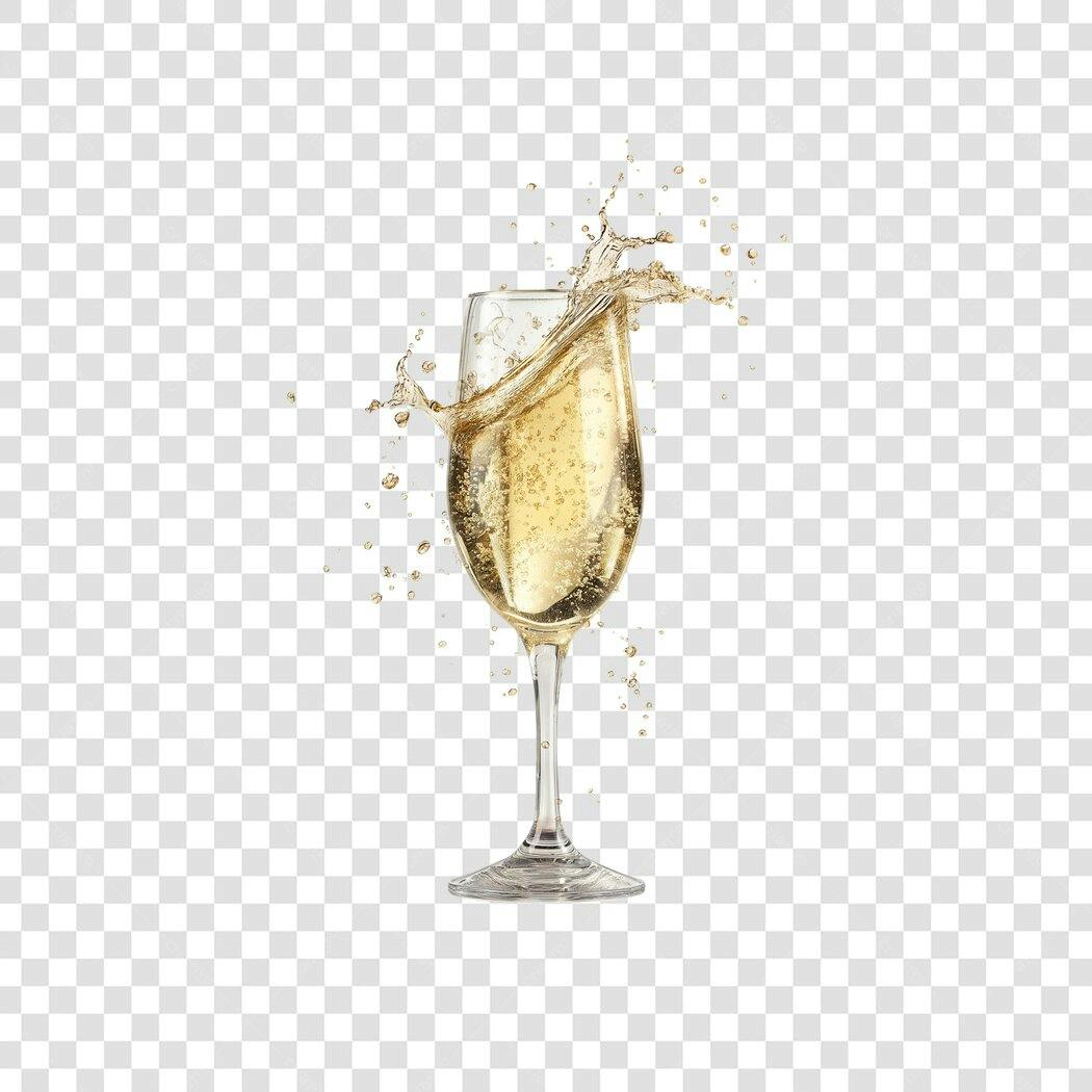 Elemento Gráfico Taça de Champanhe Splash Dourado Celebração PNG com fundo transparente