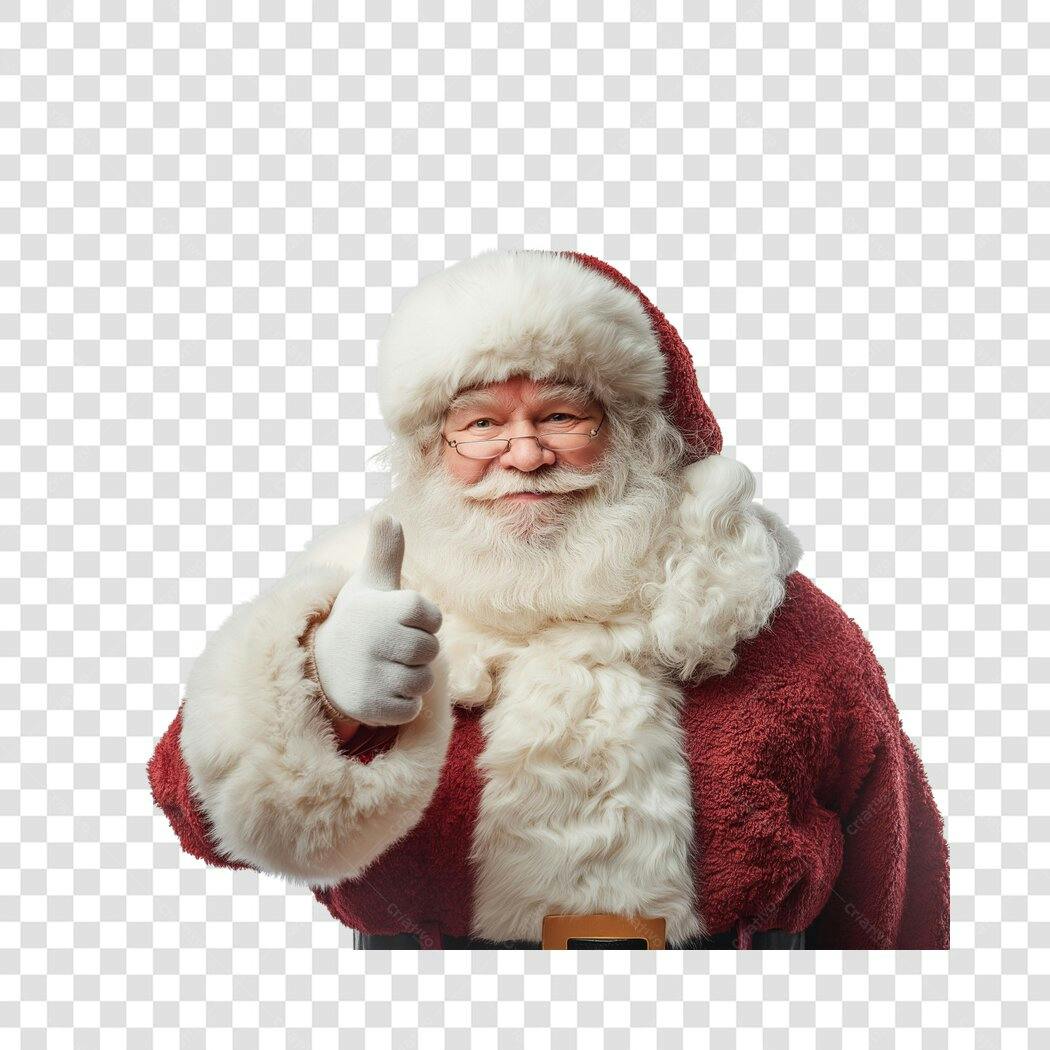 Personagem Papai Noel Natal Alegre Polegar para Cima PNG com fundo transparente
