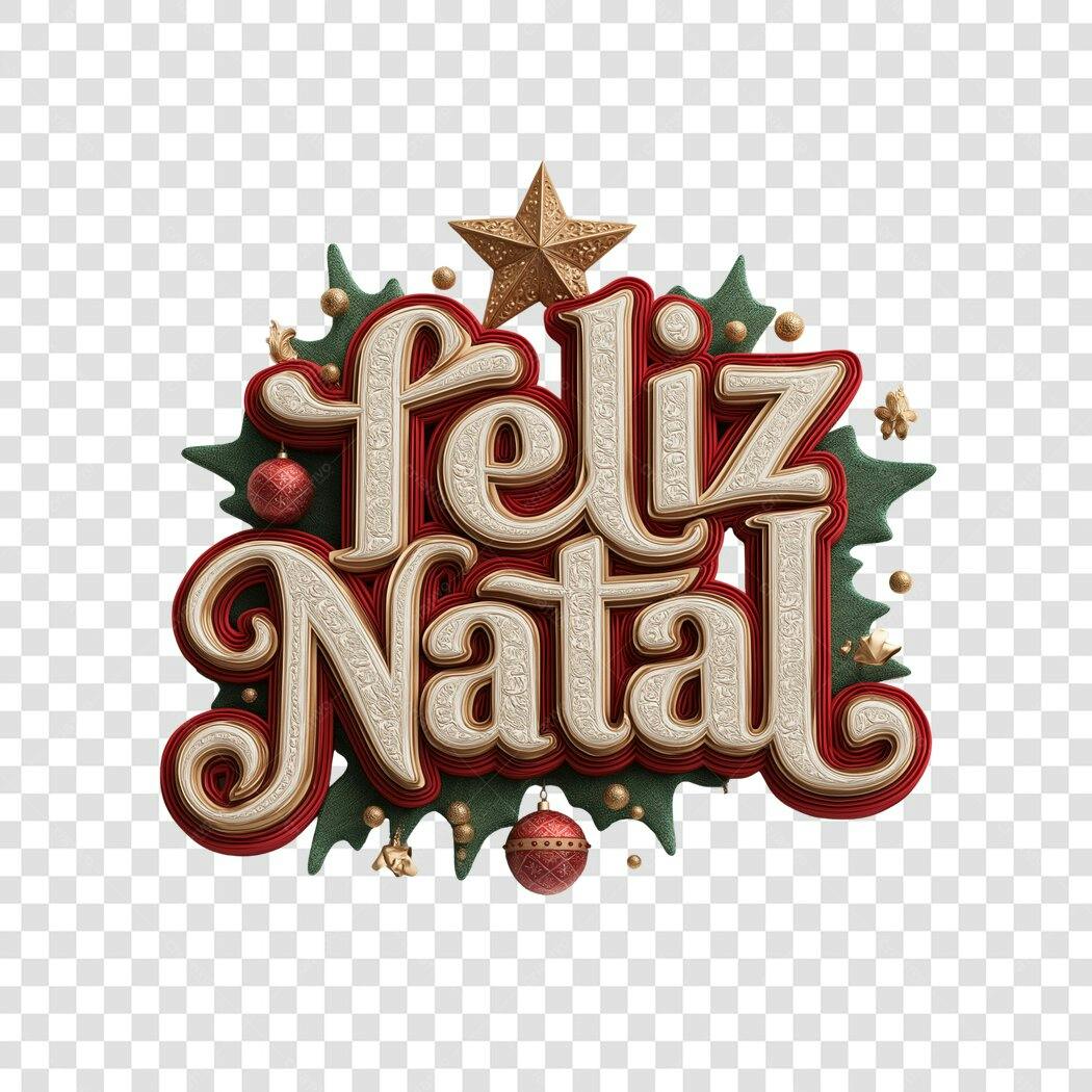 Post Instagram Feliz Natal 3D com estrela dourada PNG com fundo transparente
