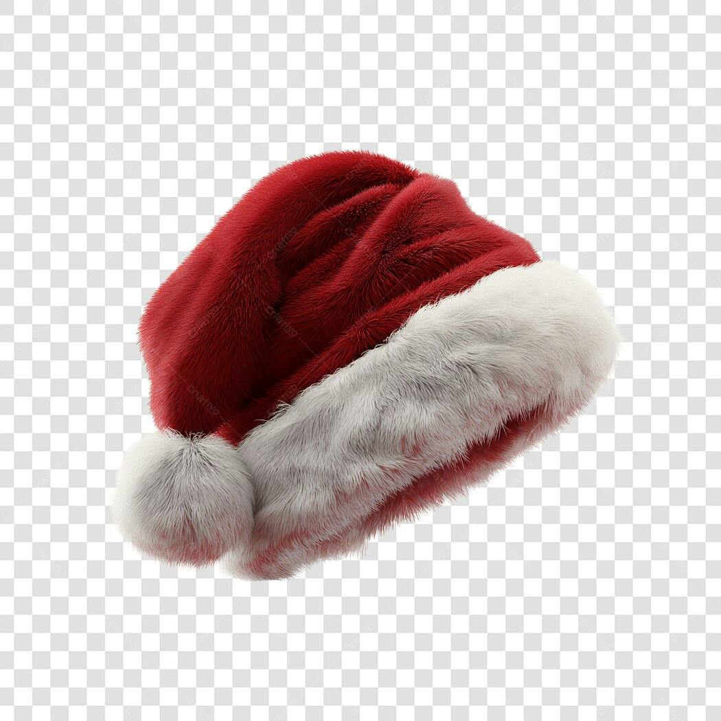 Chapéu Papai Noel Natal Vermelho Branco PNG com fundo transparente