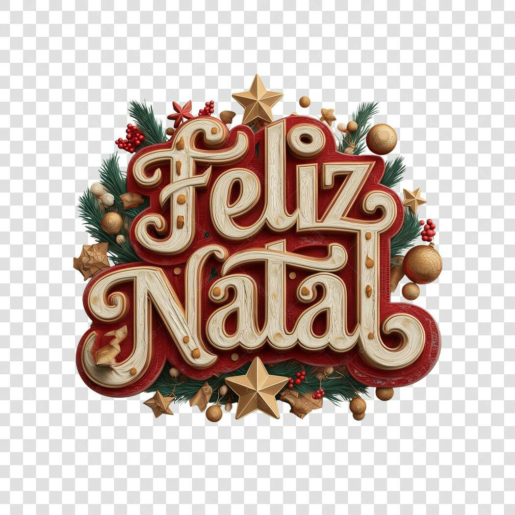 Mensagem Feliz Natal Dourado Vermelho Festivo Ramos Estrelas PNG com fundo transparente