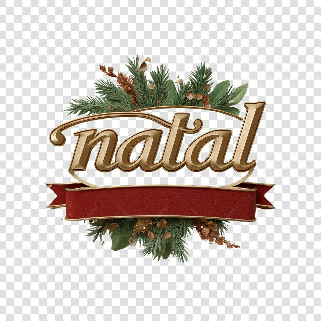 Selo Decorativo Natal Dourado Vermelho Festivo PNG com fundo transparente