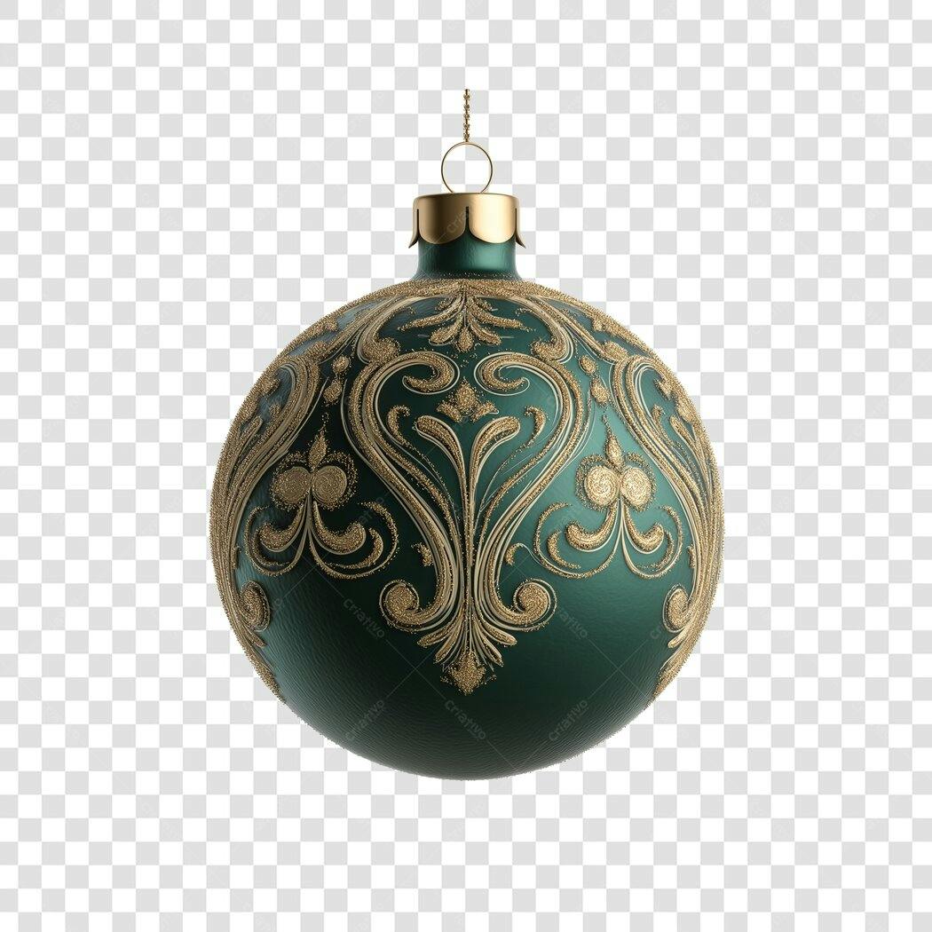 Bola de Natal verde e dourada luxuosa para festas PNG com fundo transparente