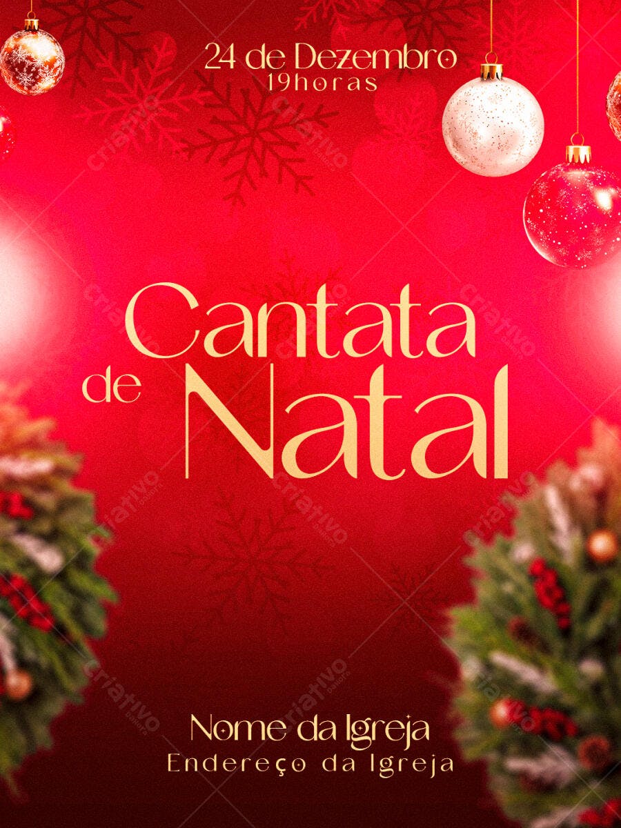 Flyer para Cantata de Natal na Igreja PSD Editável