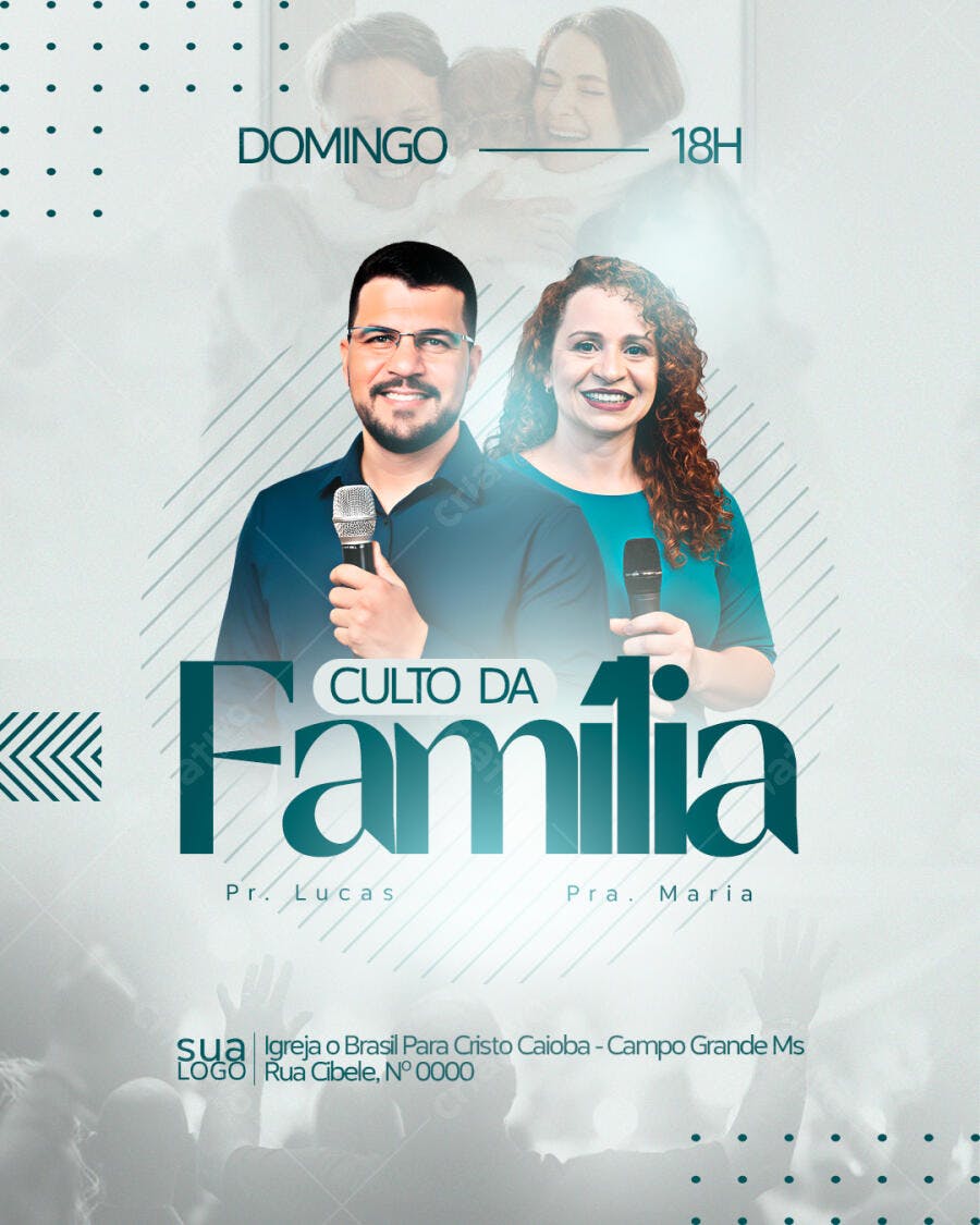 Flyer Culto da Família Domingo 18h Igreja Cristã PSD Editável