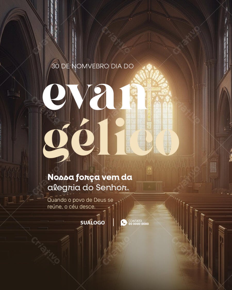 Flyer Dia do Evangélico 30 de Novembro PSD Editável