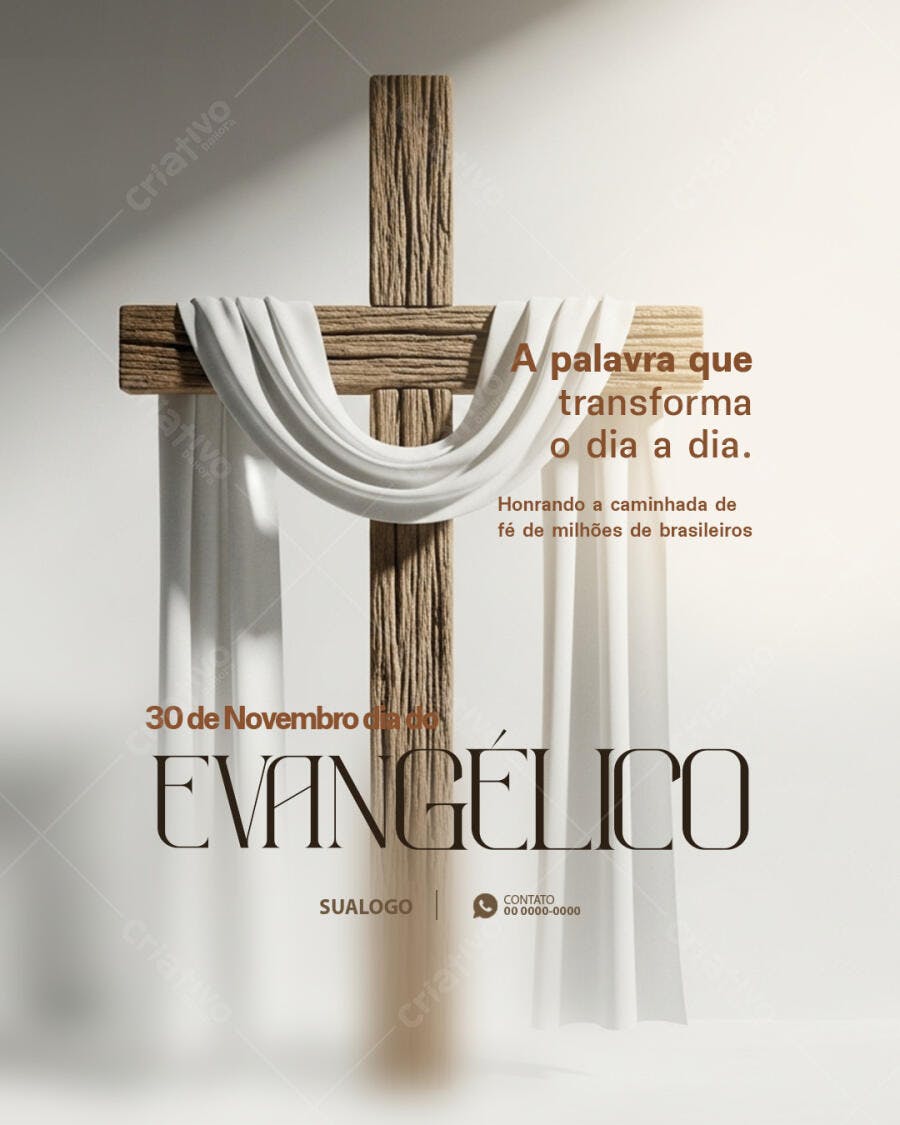 Post para Dia do Evangélico 30 de Novembro Cruz Sagrada PSD Editável