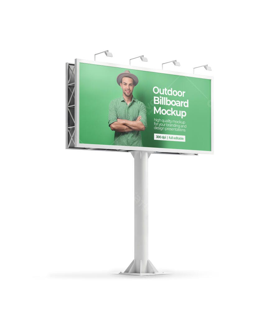 Mockup Outdoor Painel Publicitário Realista Isolado com Homem Sorrindo