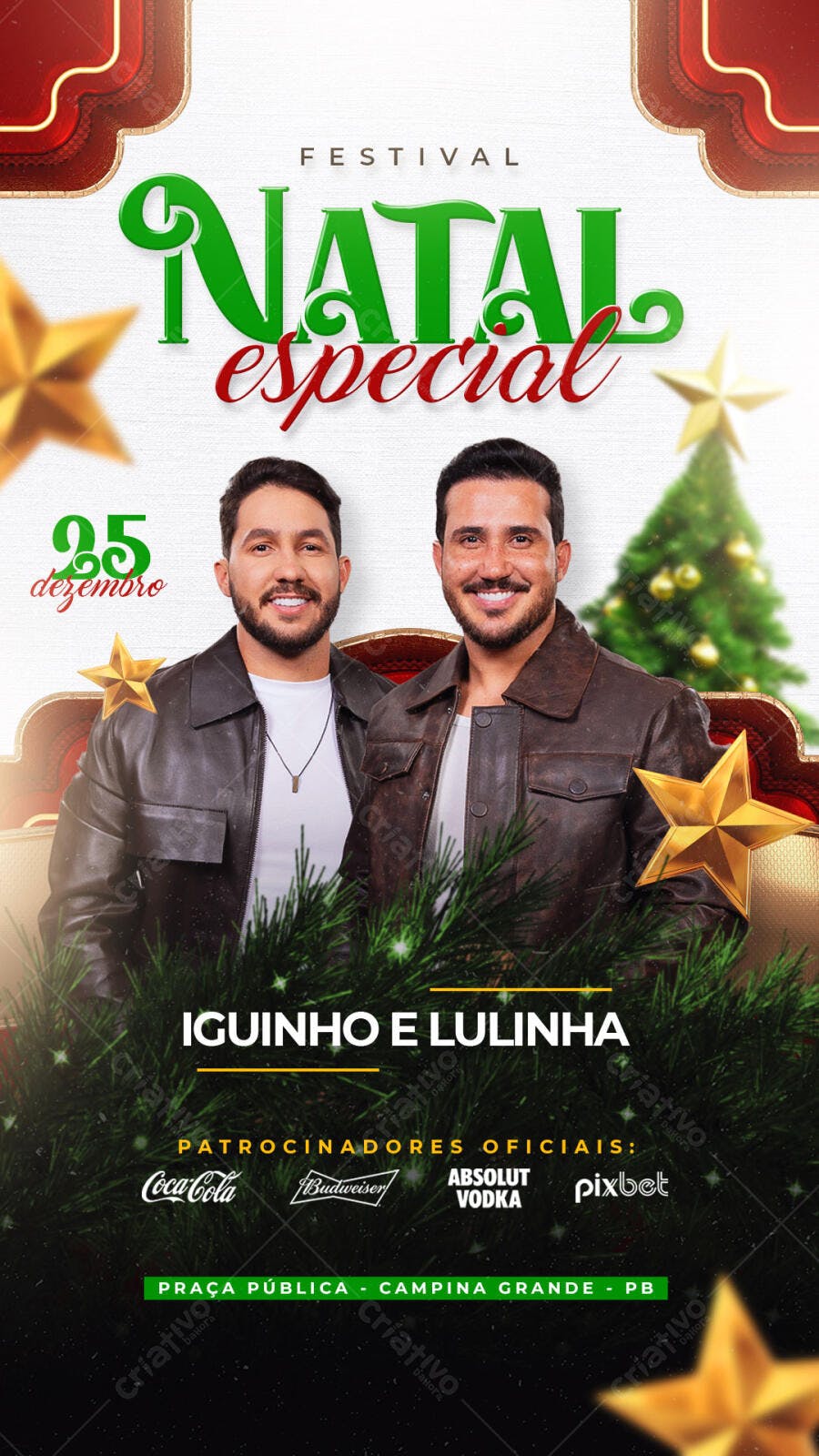 Flyer Festival Natal Especial Iguinho e Lulinha 25 Dezembro PSD Editável