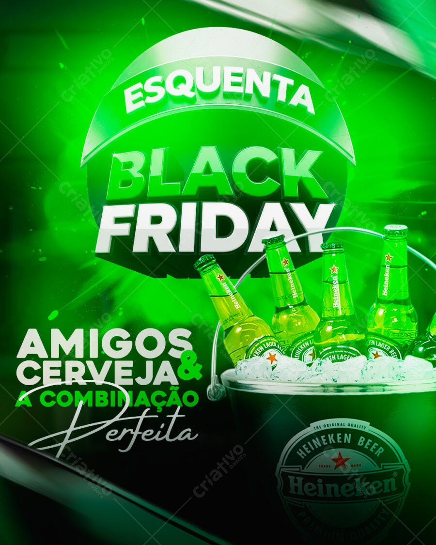 Flyer EsquentA Black Friday Amigos Cerveja PSD Editável