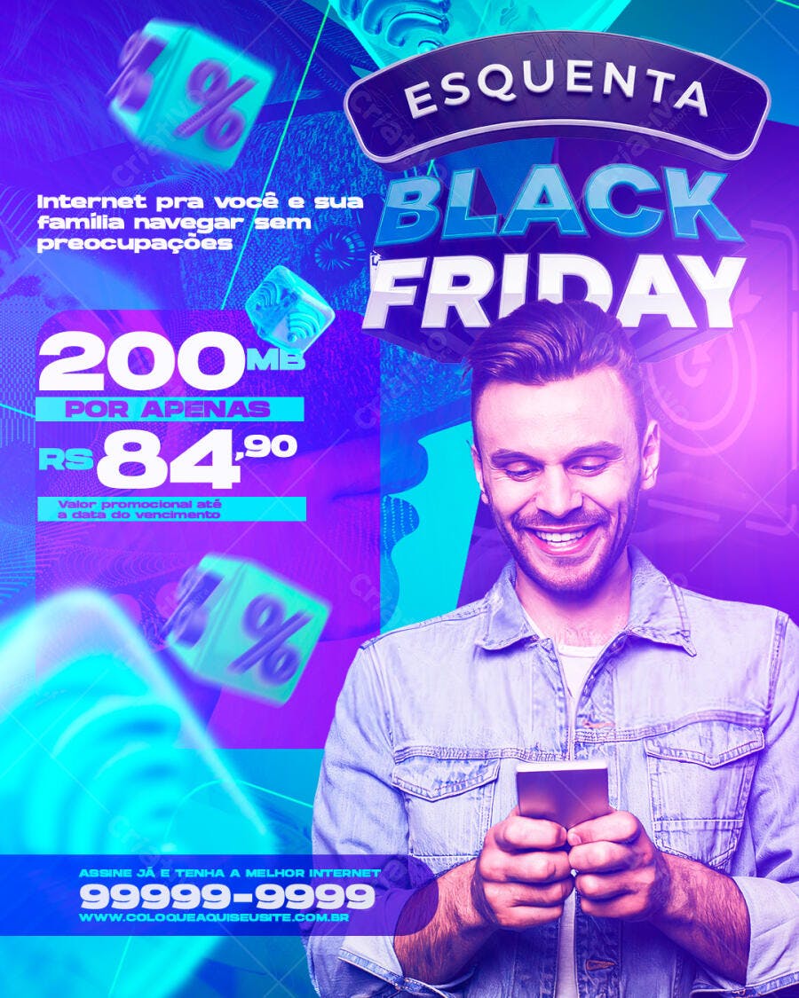Flyer Esquenta Black Friday Oferta Internet PSD Editável