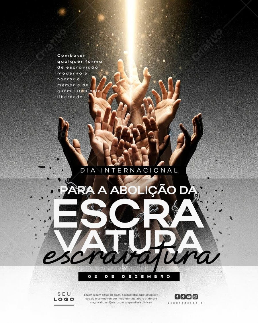Flyer Dia Internacional para Abolição da Escravatura PSD Editável