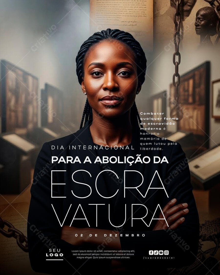 Flyer Social para o Dia Internacional da Abolição da Escravatura PSD Editável