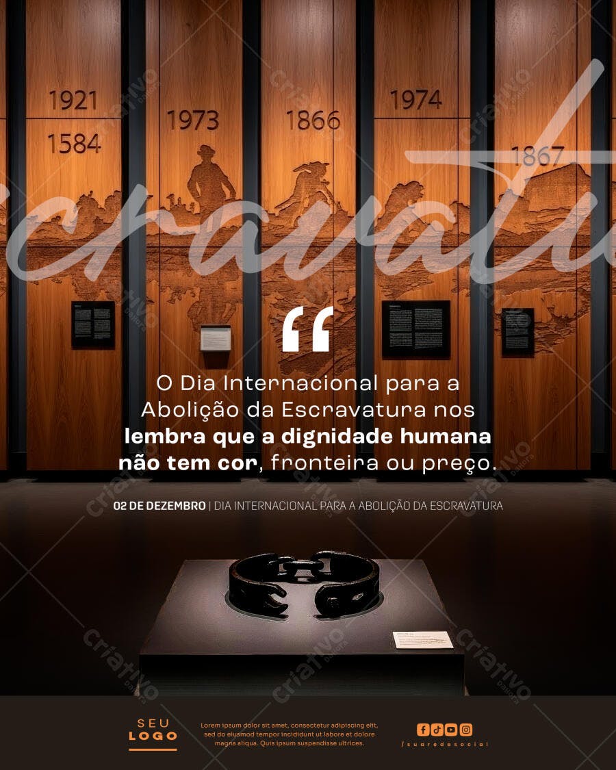 Flyer Social Dia Internacional Abolição da Escravatura PSD Editável