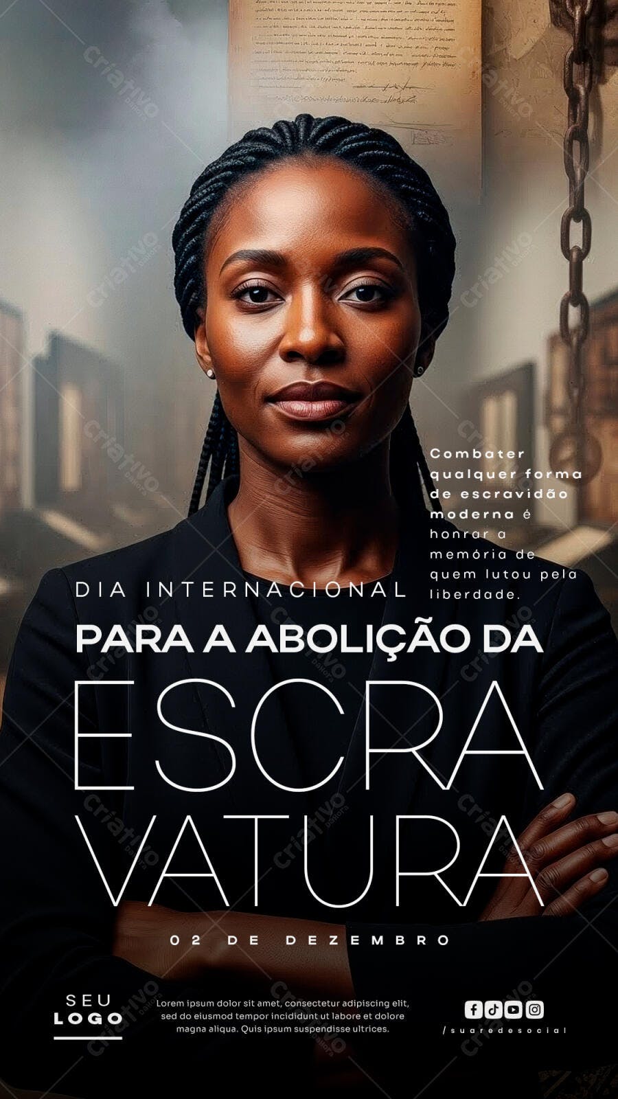Flyer para Dia Internacional para a Abolição da Escravatura PSD Editável