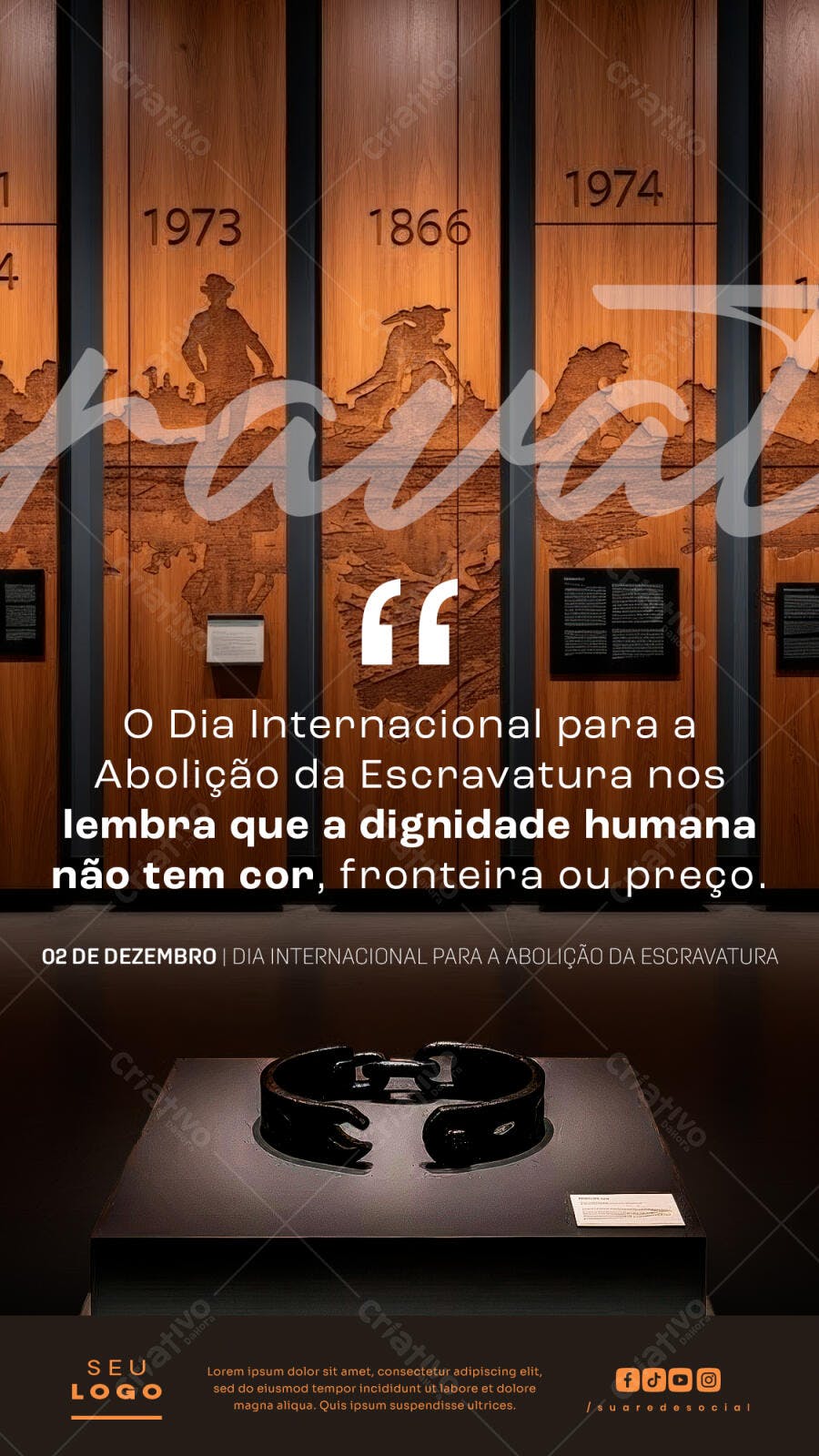 Post Redes Sociais para Dia Internacional Abolição Escravatura PSD Editável