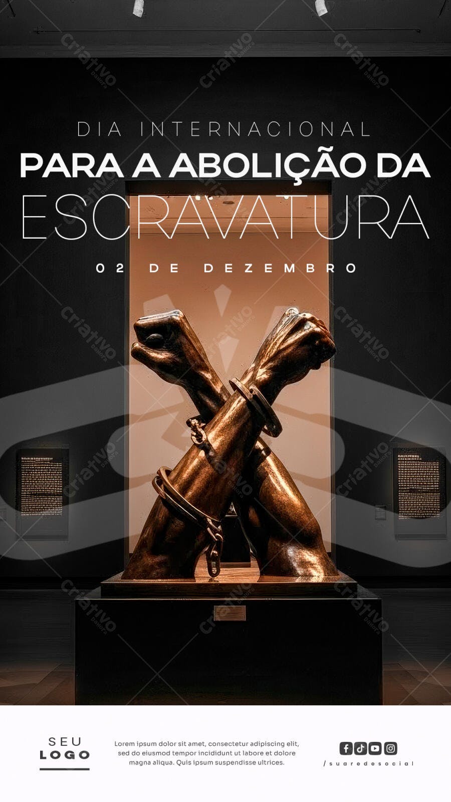 Flyer Dia Internacional para Abolição da Escravatura PSD Editável