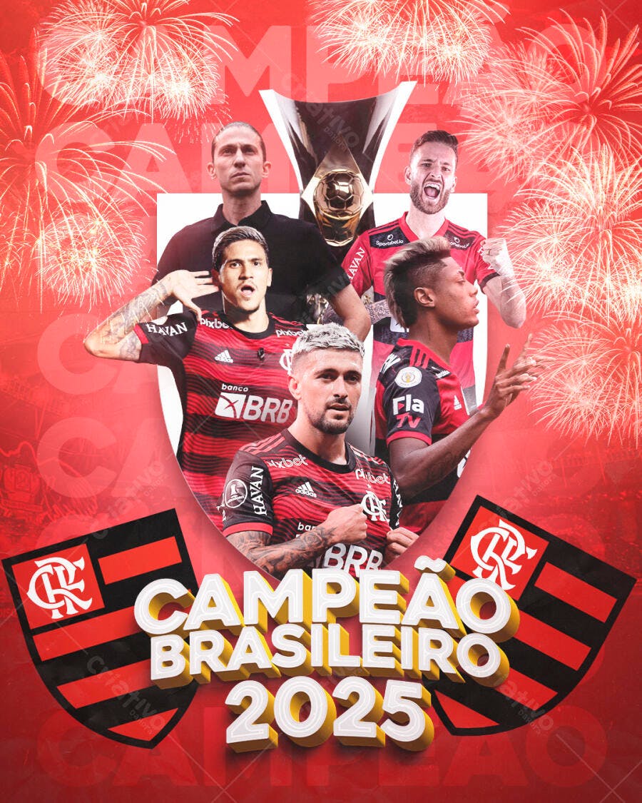 Flyer Futebol para Campeão Brasileiro 2025 PSD Editável