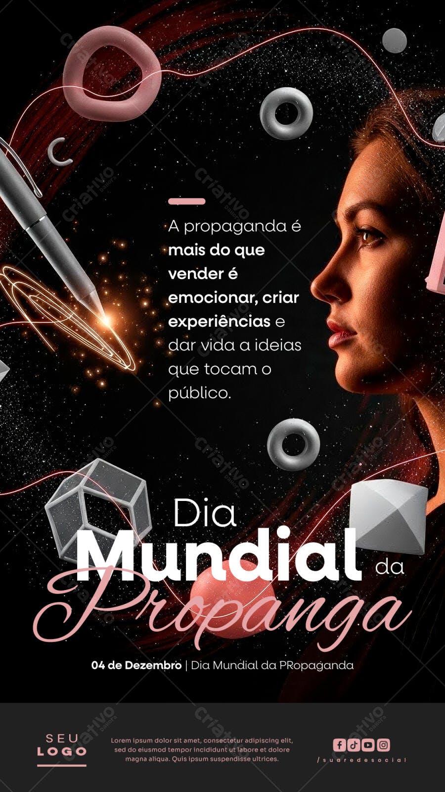 Post para Redes Sociais de Propaganda e Marketing Criativo PSD Editável
