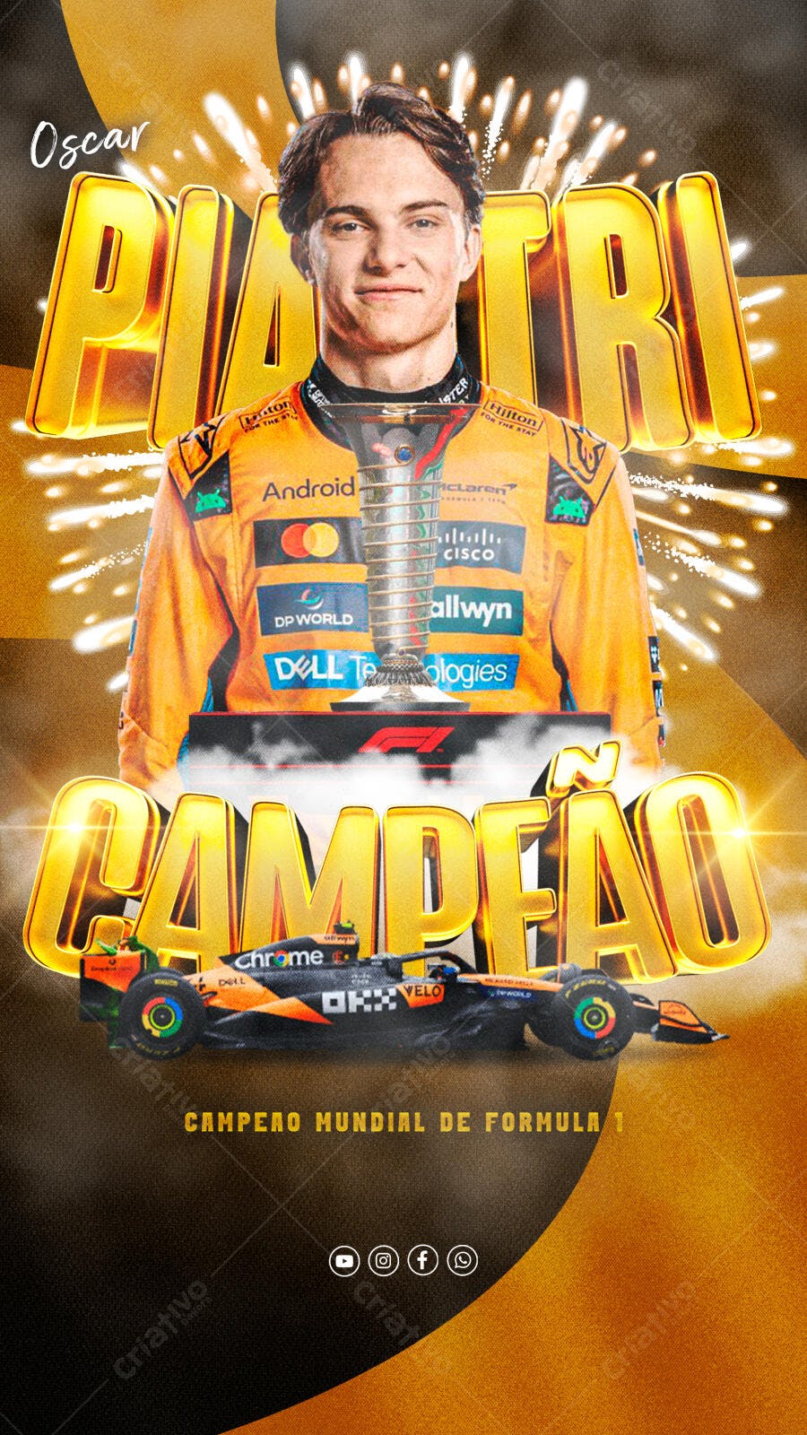 Flyer Oscar Piastri Campeão Mundial F1 PSD Editável