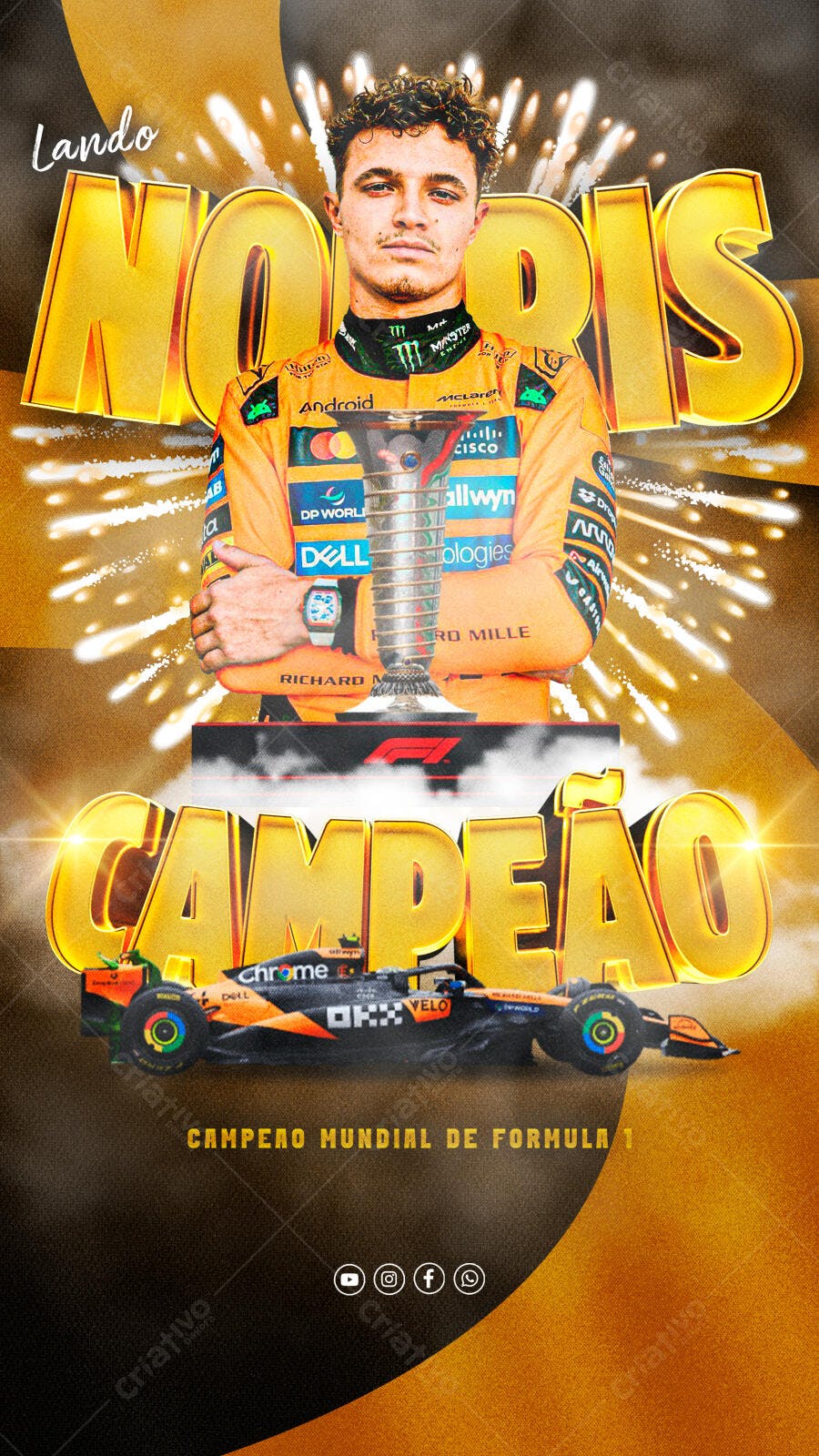 Flyer Lando Norris Campeão Mundial de Formula 1 PSD Editável