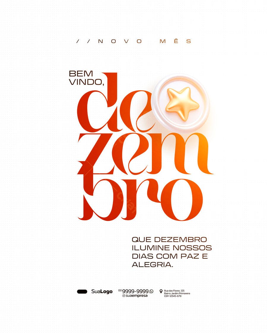 Flyer Boas-vindas Dezembro Novo Mês PSD Editável