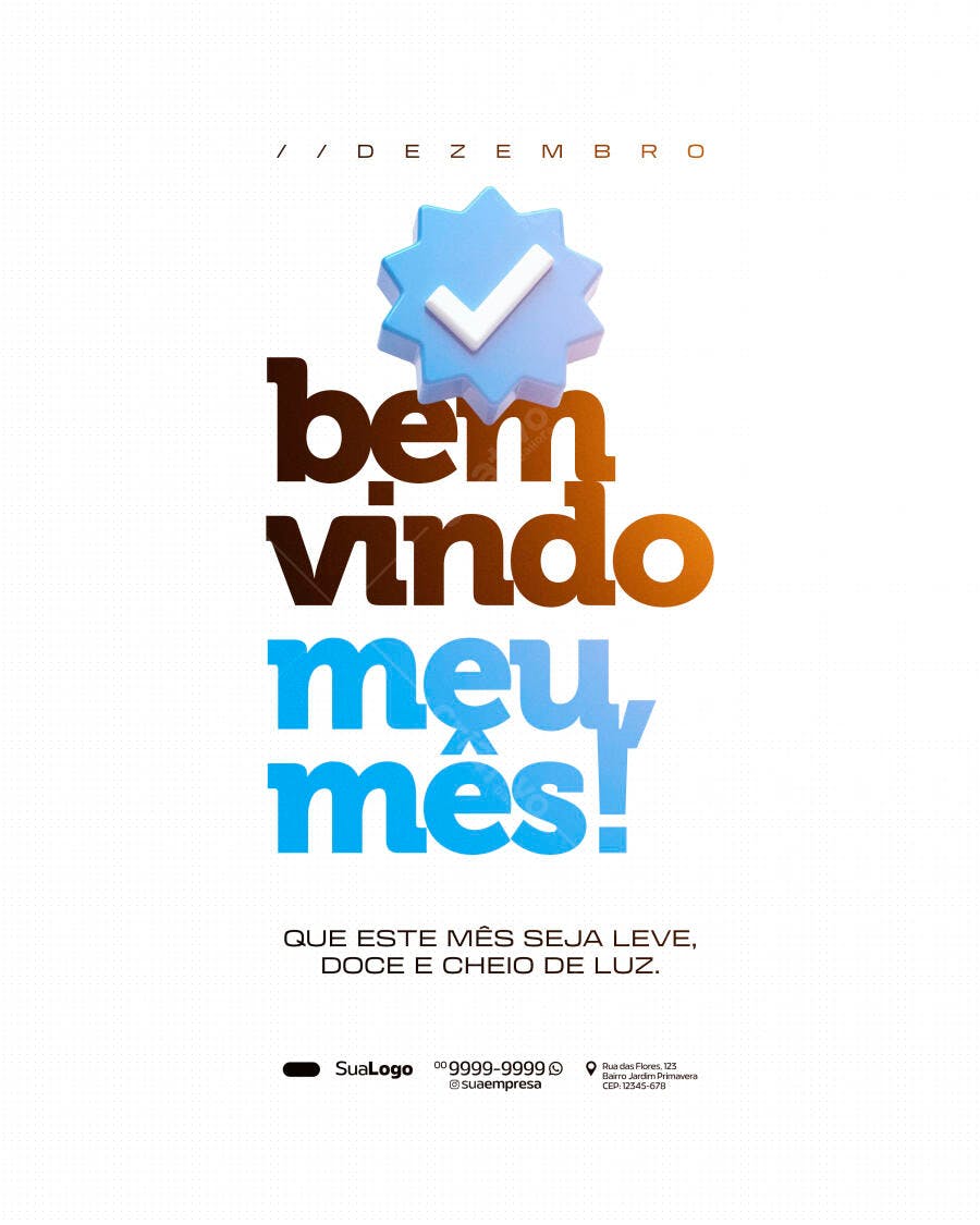 Flyer Bem-Vindo Dezembro Meu Mês com Checkmark PSD Editável