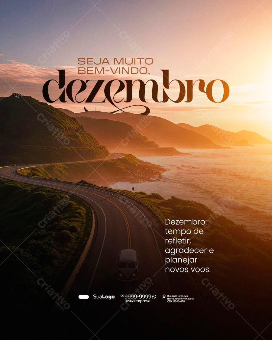 Post para Boas-Vindas Dezembro PSD Editável