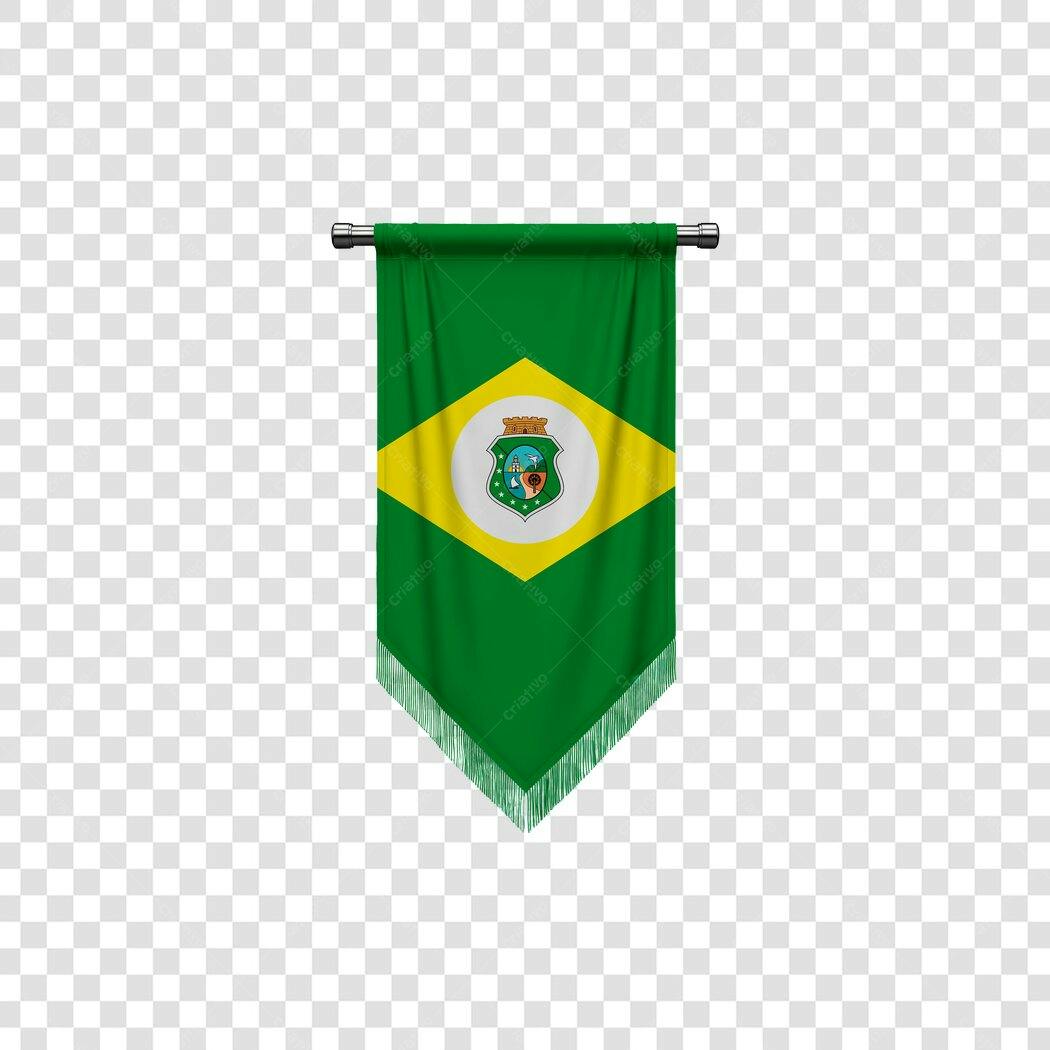 Bandeira Flâmula Ceará Brasil Verde Amarelo PNG com fundo transparente