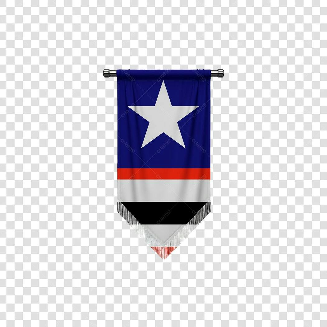 Bandeira da Bahia vertical flâmula com estrela branca e listras PNG com fundo transparente