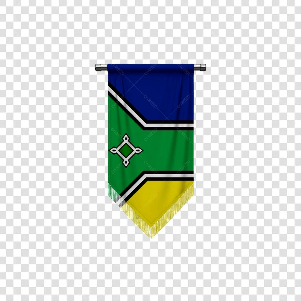 Bandeira de Rondônia Estandarte Azul Verde Amarelo PNG com fundo transparente