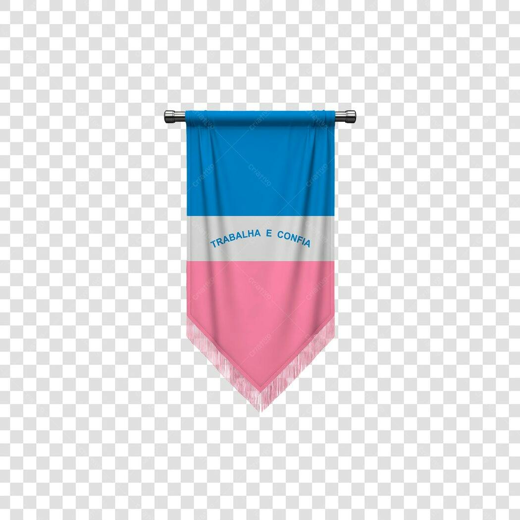 Flâmula Motivacional "Trabalha e Confia" Azul Rosa PNG com fundo transparente