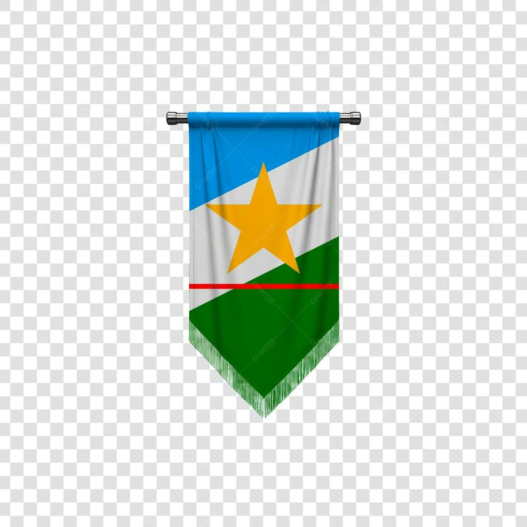 Bandeira Vertical Roraima Brasil com Estrela Amarela PNG fundo transparente