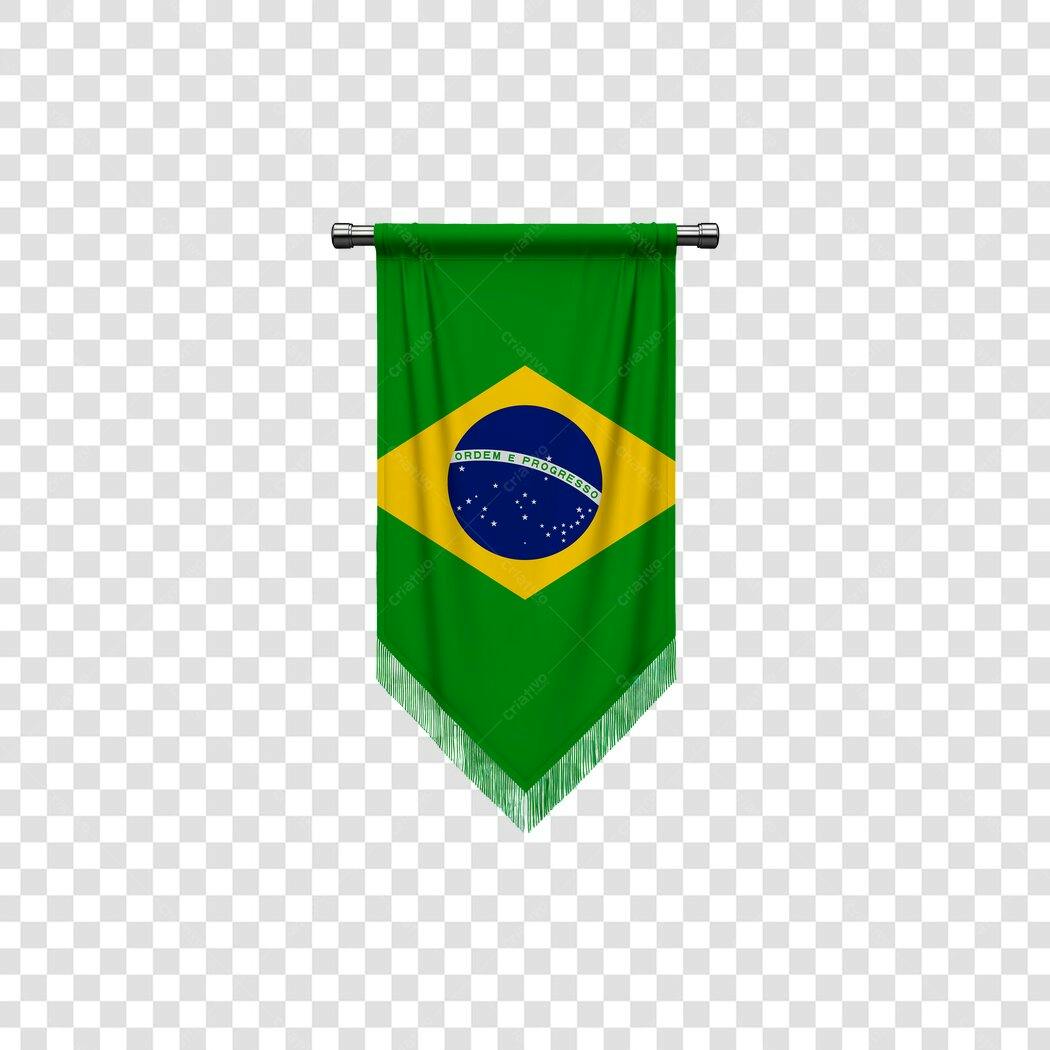 Bandeira do Brasil pendão para Copa do Mundo e Olimpíadas PNG com fundo transparente