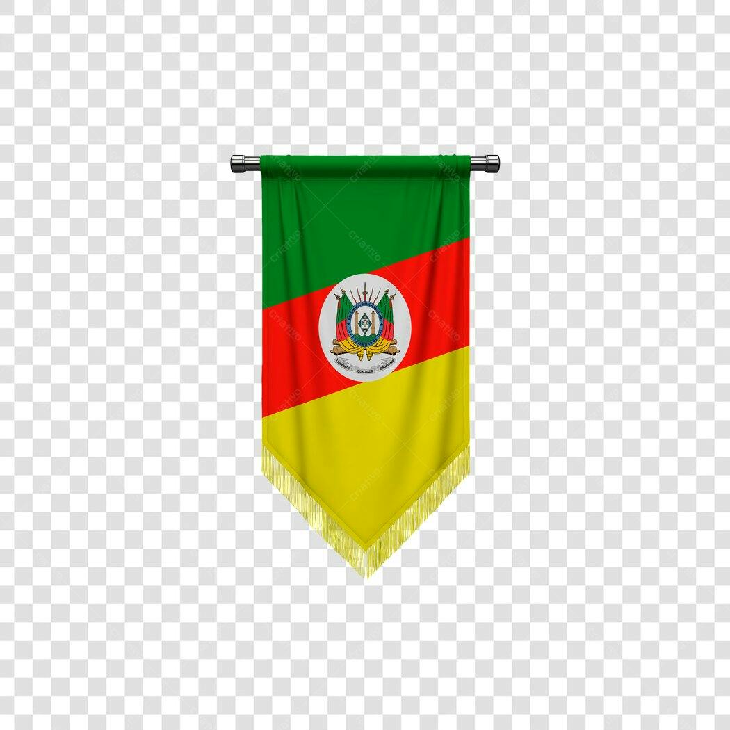 Pendão Bandeira Rio Grande do Sul Brasil verde vermelho amarelo PNG com fundo transparente