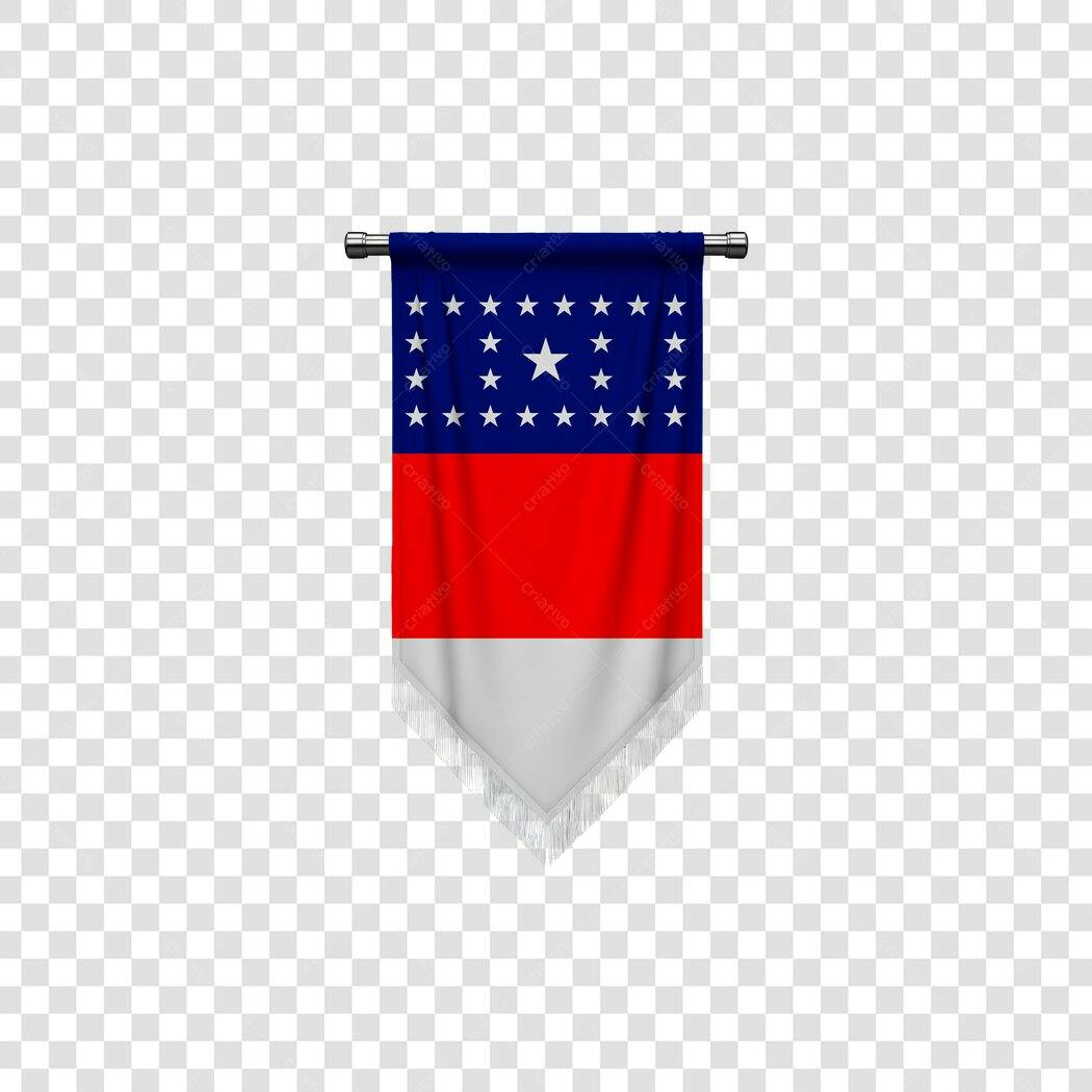 Bandeira pendão do Amazonas azul vermelho branco com estrelas PNG fundo transparente