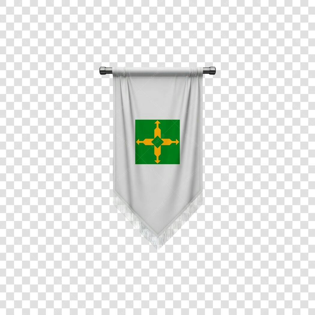 Bandeira Pendão do Distrito Federal Brasil com franjas PNG com fundo transparente