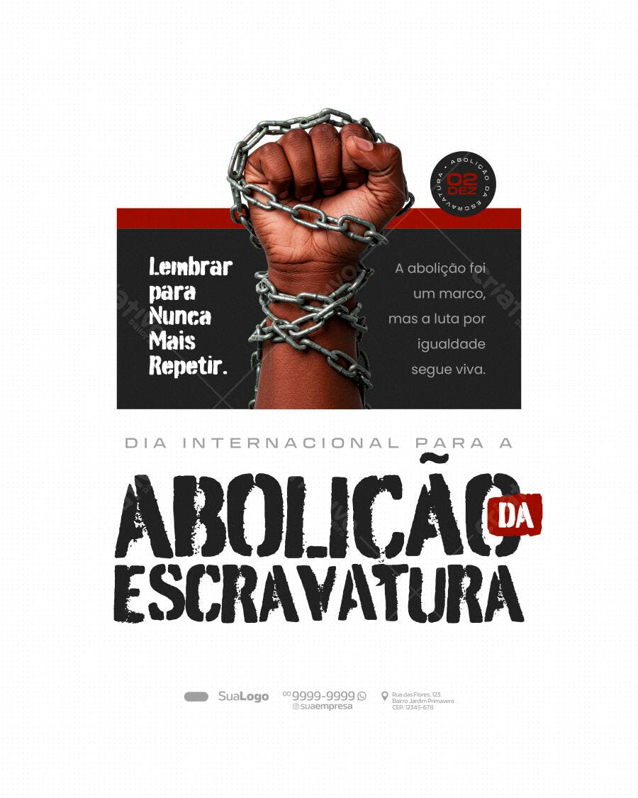 Flyer Dia Internacional Abolição Escravatura PSD Editável