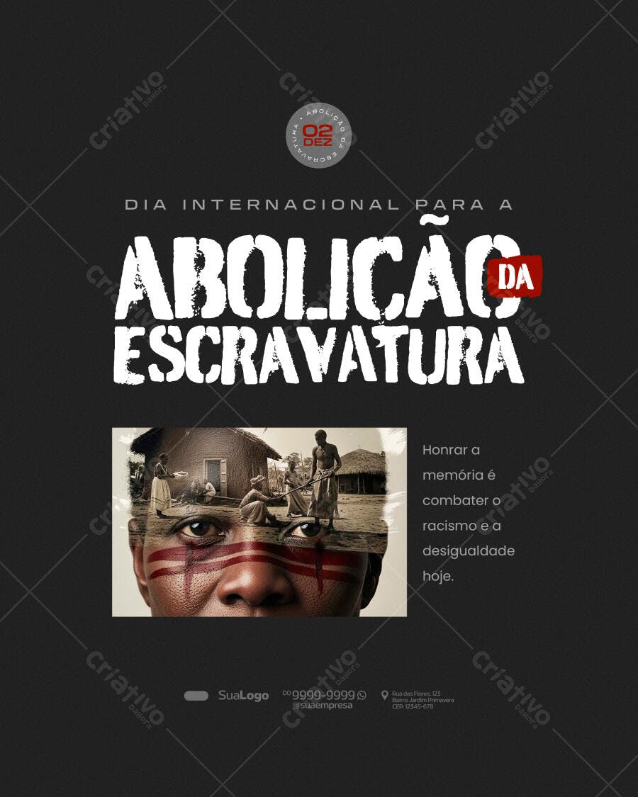 Flyer Dia Internacional Abolição Escravatura 02 Dezembro PSD Editável