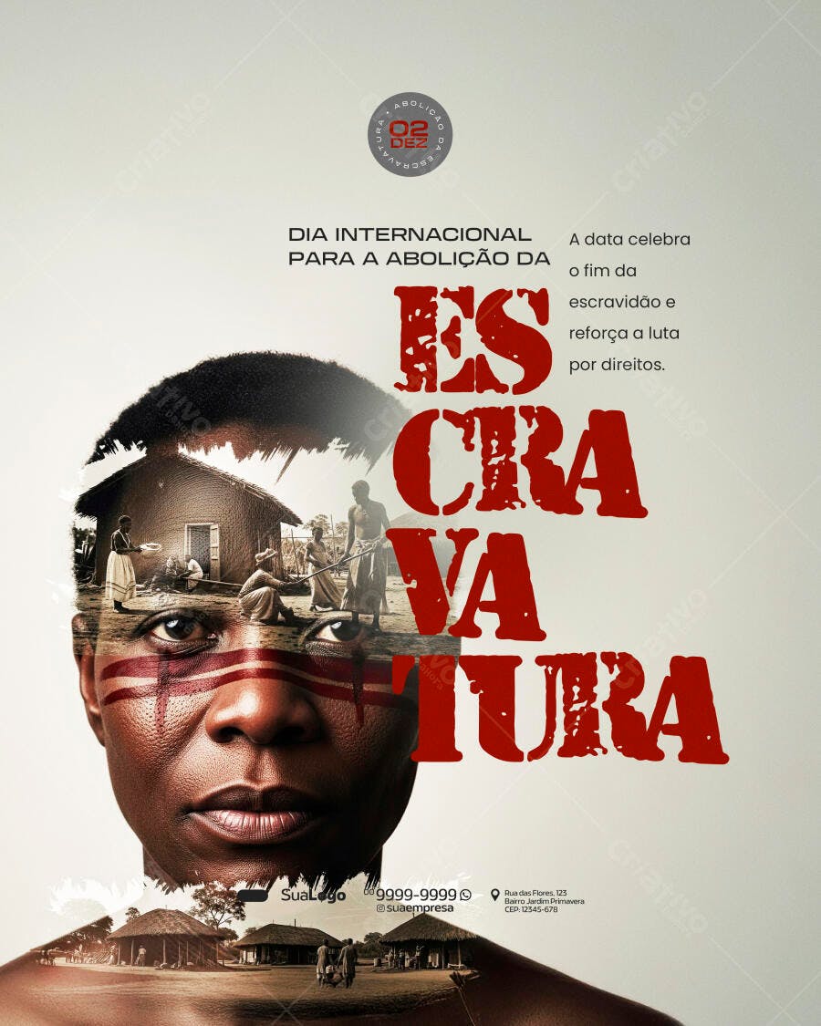 Flyer Social Dia Internacional Abolição Escravatura PSD Editável