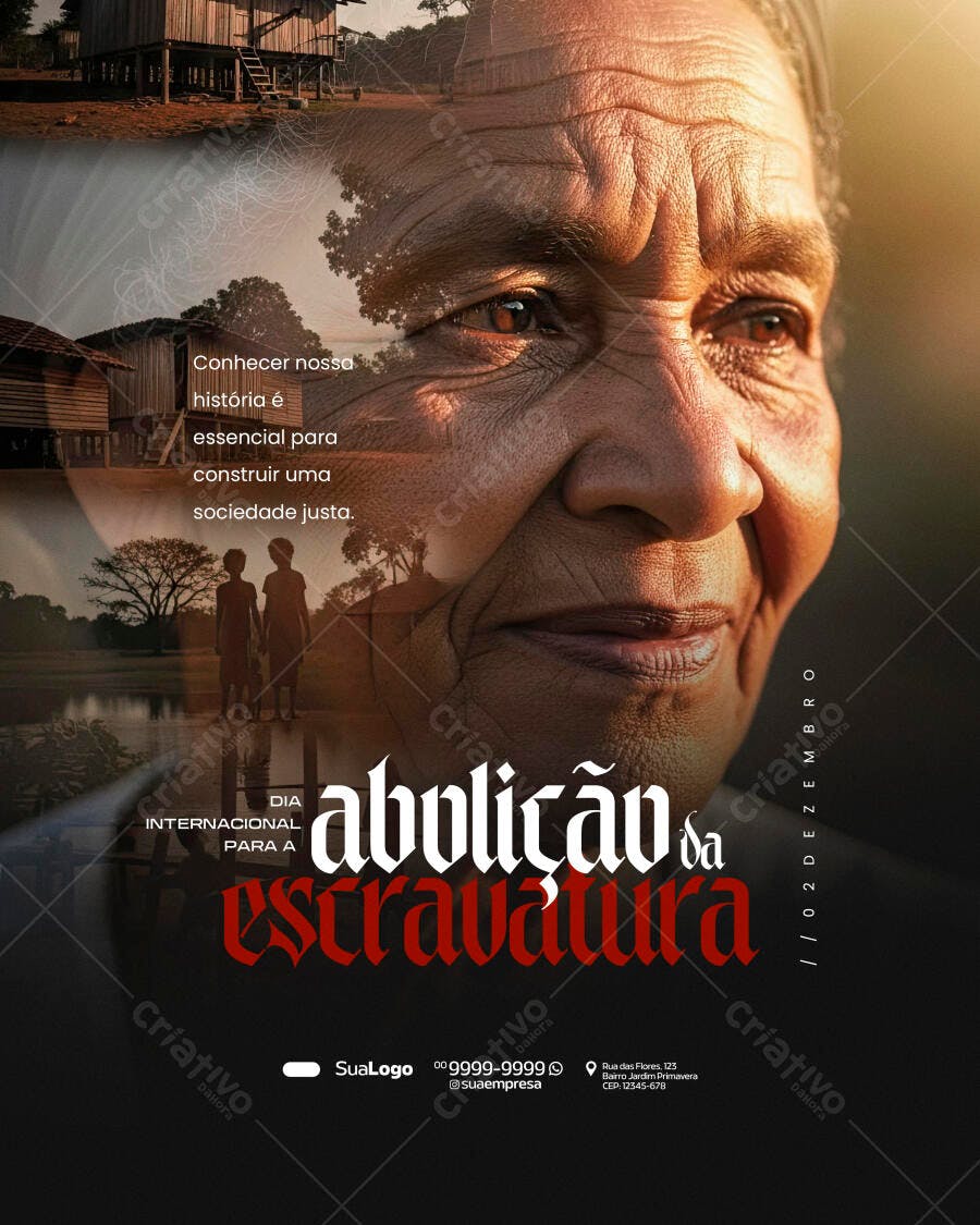 Flyer Dia Internacional Abolição da Escravatura PSD Editável