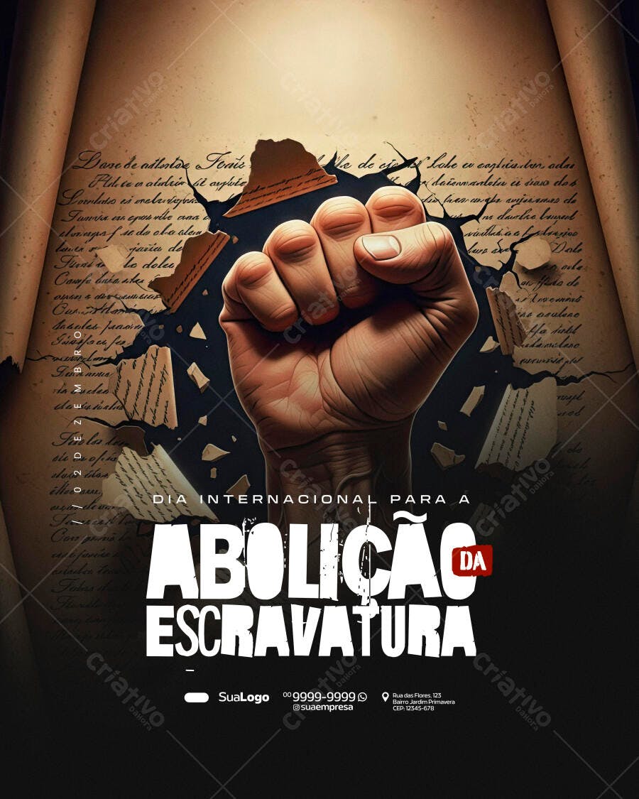 Flyer Dia Internacional Abolição da Escravatura PSD Editável