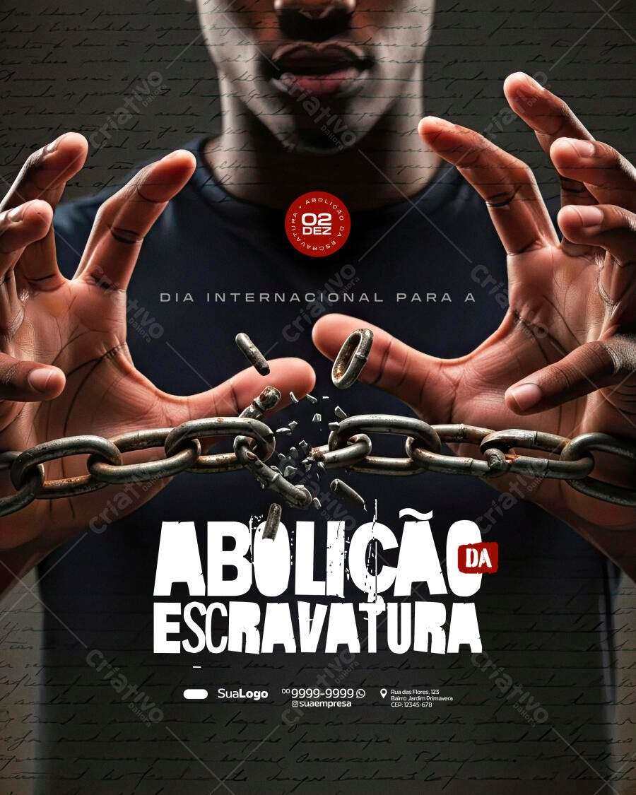 Flyer Dia Internacional Abolição da Escravatura PSD Editável