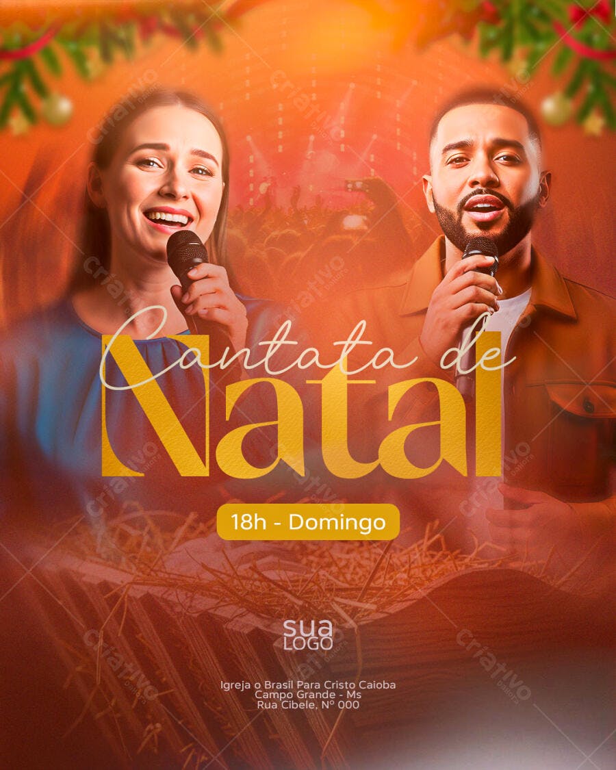 Flyer para Redes Sociais Cantata de Natal com Cantores PSD Editável