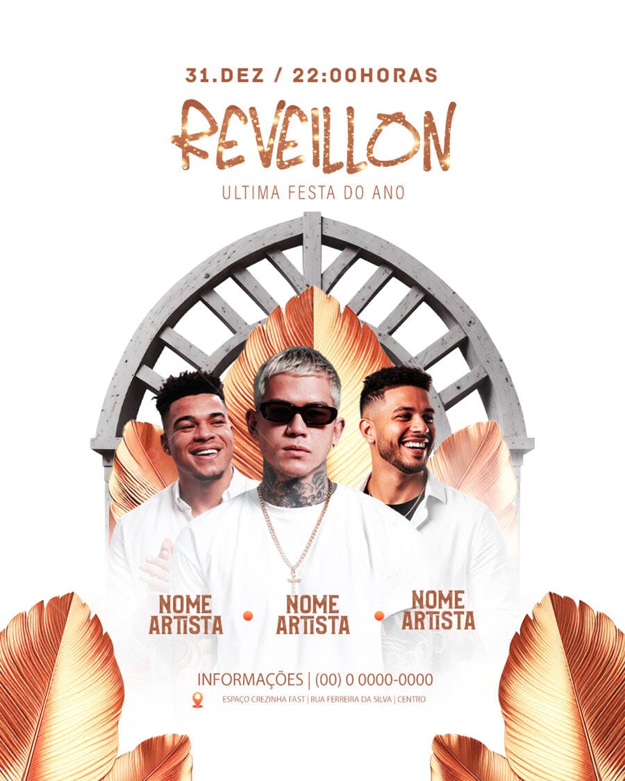 Flyer de Festa para Réveillon de Ano Novo PSD Editável